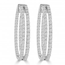 5.26 ct ttw Ladies Round Cut Diamond Inside Outside Hoop Earrings